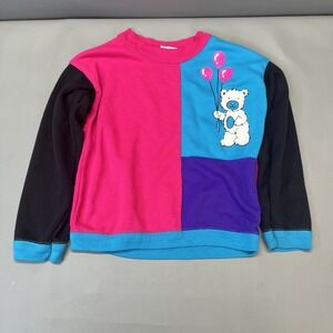 Girls Athletic Works Colorblock Sweatshirt Teddy Bear Balloons Size 5 Vintage 90